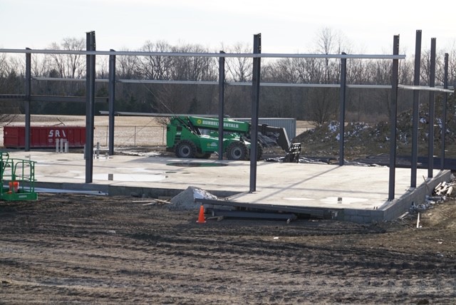 vertical beams of a new building